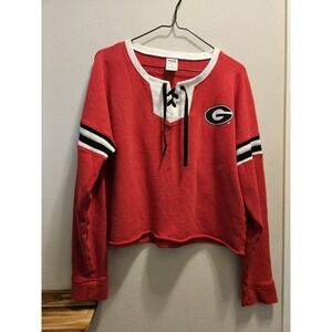 Victoria Secret PINK UGA Bulldogs Cropped Tie Sweater